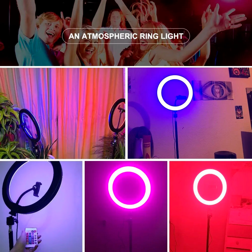 Video Light 10 Inch Rgb Color Rgb Ring Lamp For Phone with Remote