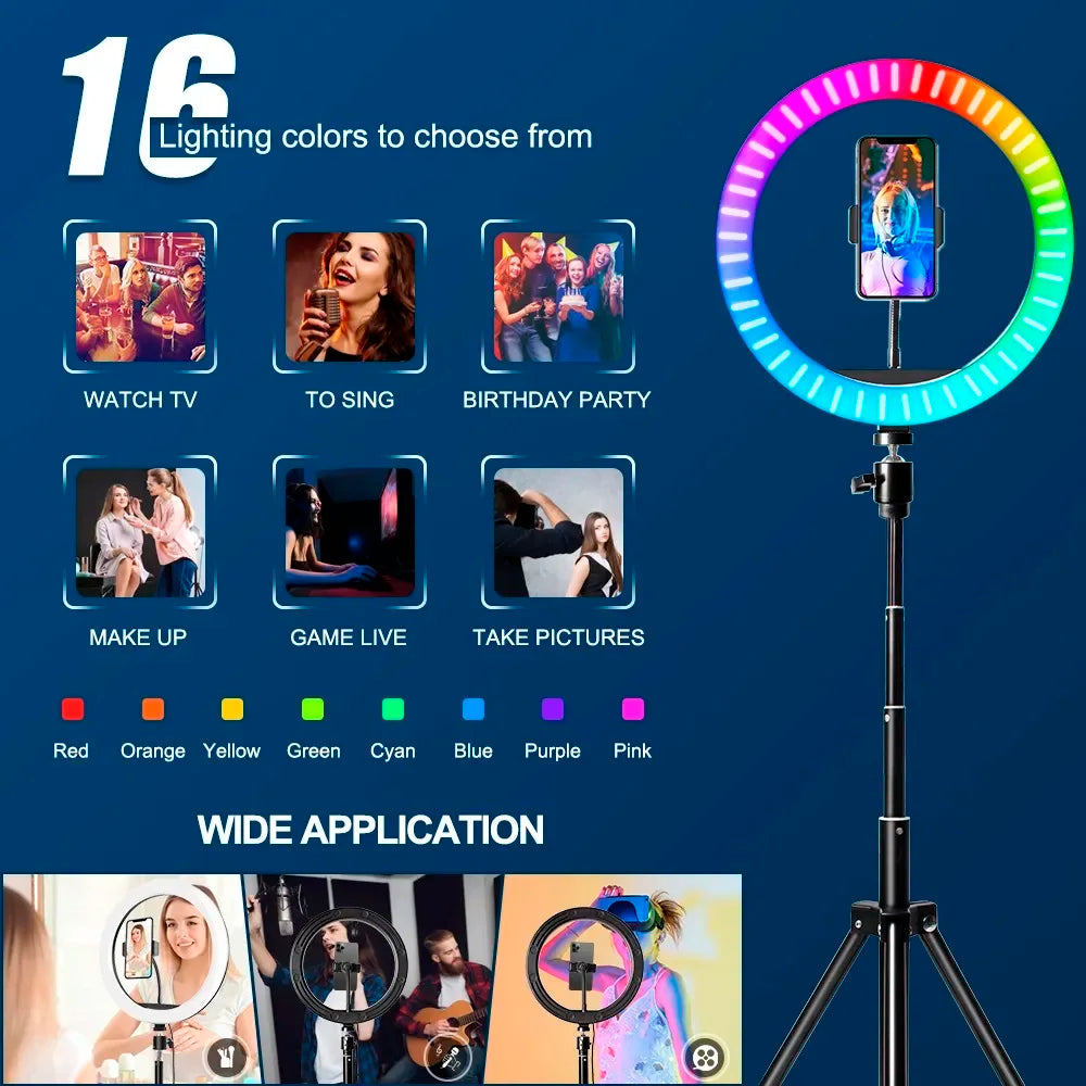 Video Light 10 Inch Rgb Color Rgb Ring Lamp For Phone with Remote