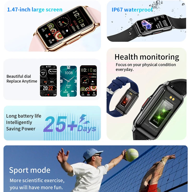 2025 New Sports Smart Watch Men Women 1.47-inch Full Touch GPS Fitness Tracker IP67 Waterproof Smartwatch For Android IOS Phone