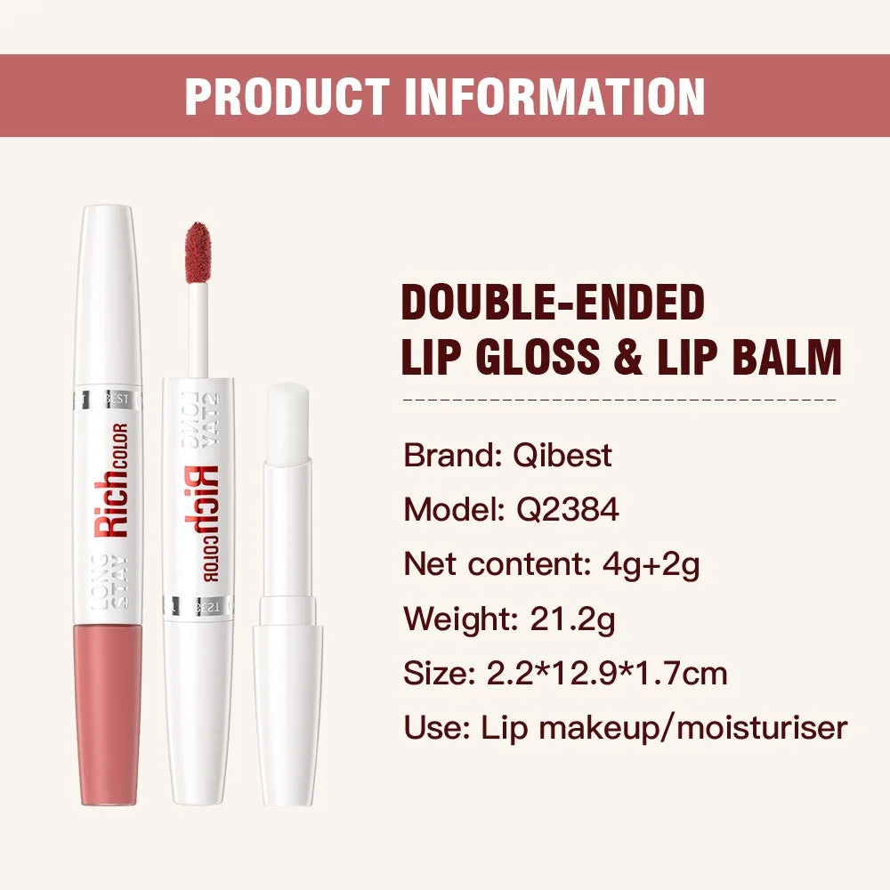 8 colors waterproof double-ended lip gloss
