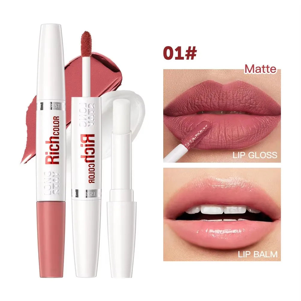 8 colors waterproof double-ended lip gloss