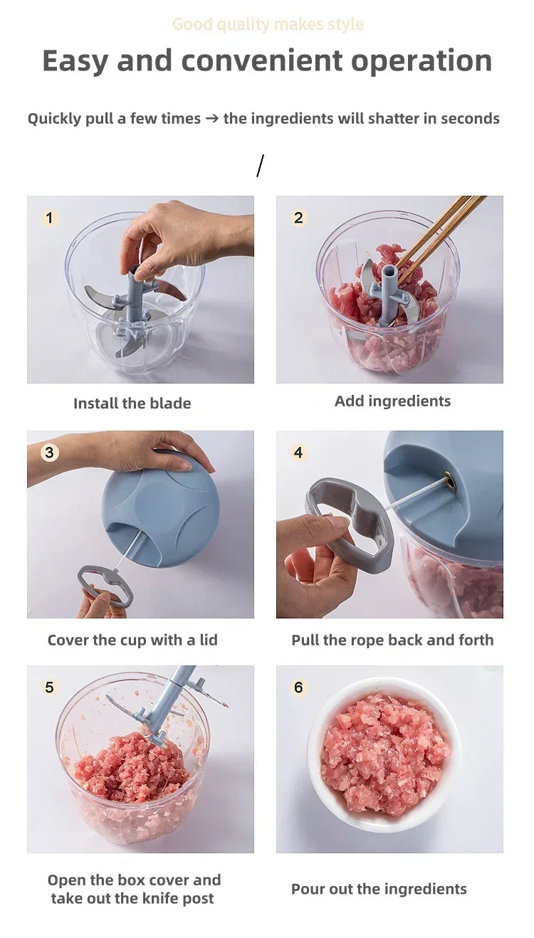 500ML Manual Meat Mincer Garlic Chopper Rotate Garlic Press Crusher Vegetable Onion Cutter Kitchen Cooking Food Chopper
