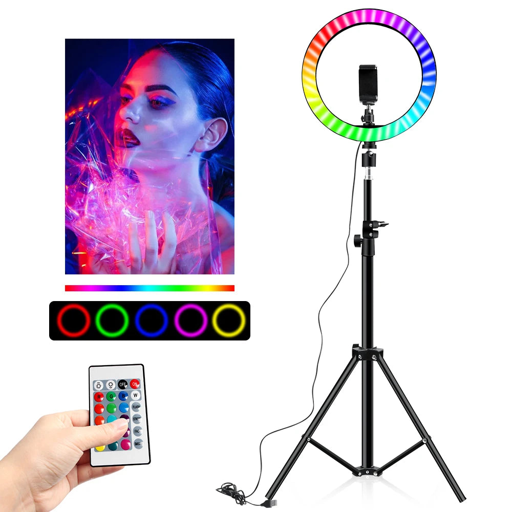 Video Light 10 Inch Rgb Color Rgb Ring Lamp For Phone with Remote