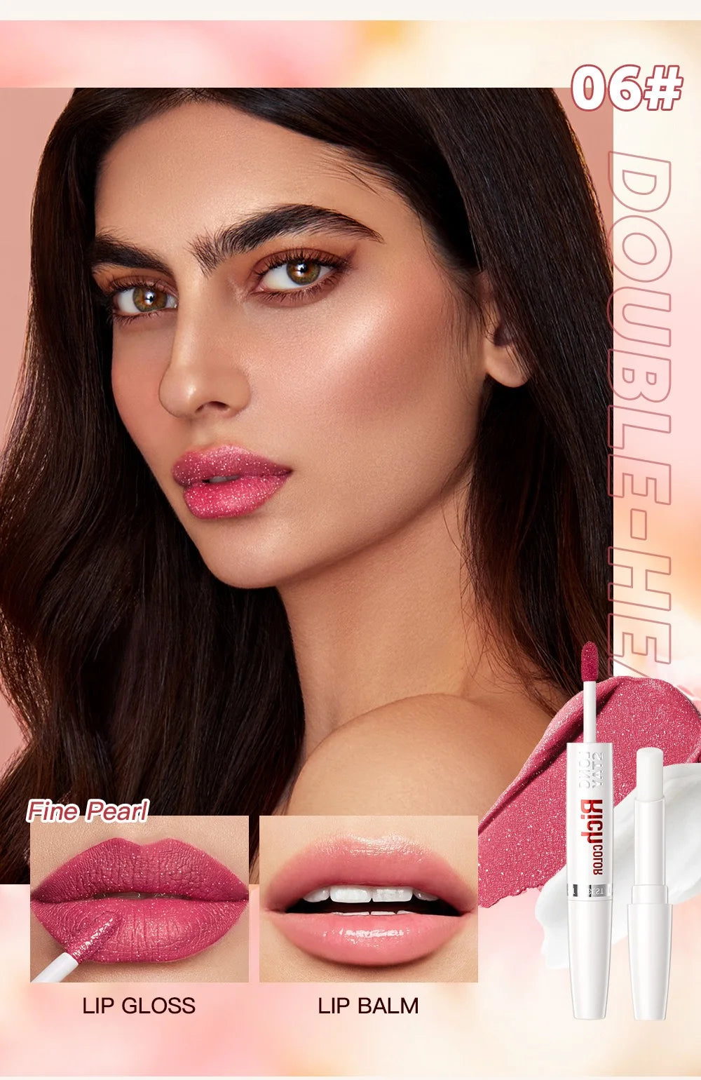 8 colors waterproof double-ended lip gloss