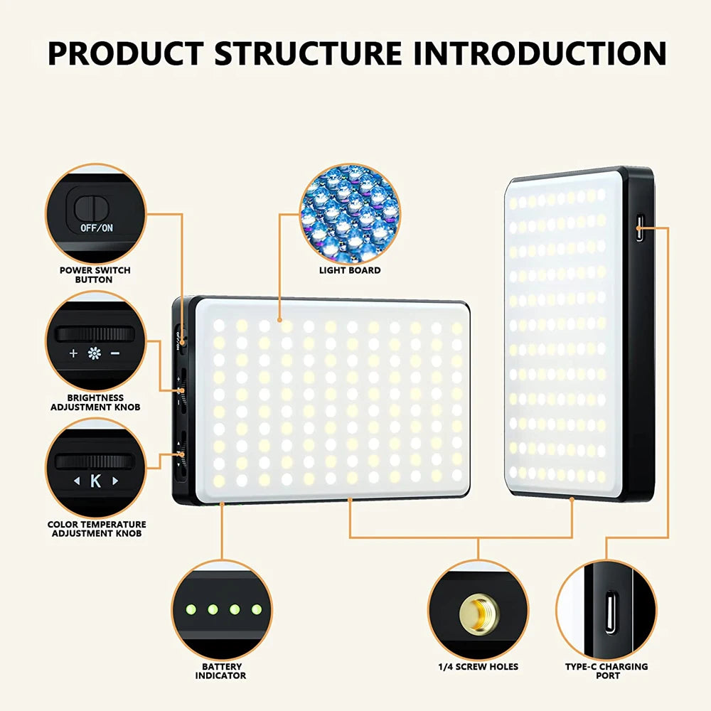 LED Selfie Light 120 LED 3000mAh Rechargeable
