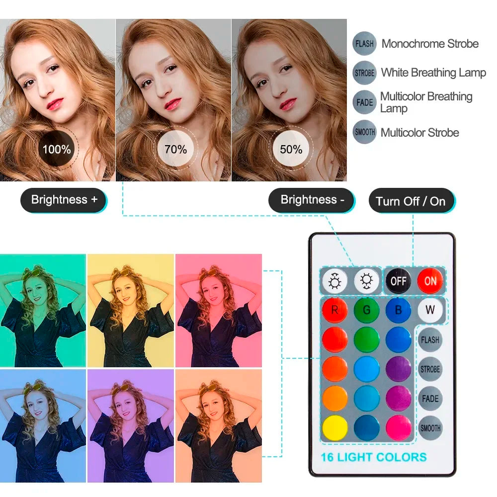 Video Light 10 Inch Rgb Color Rgb Ring Lamp For Phone with Remote