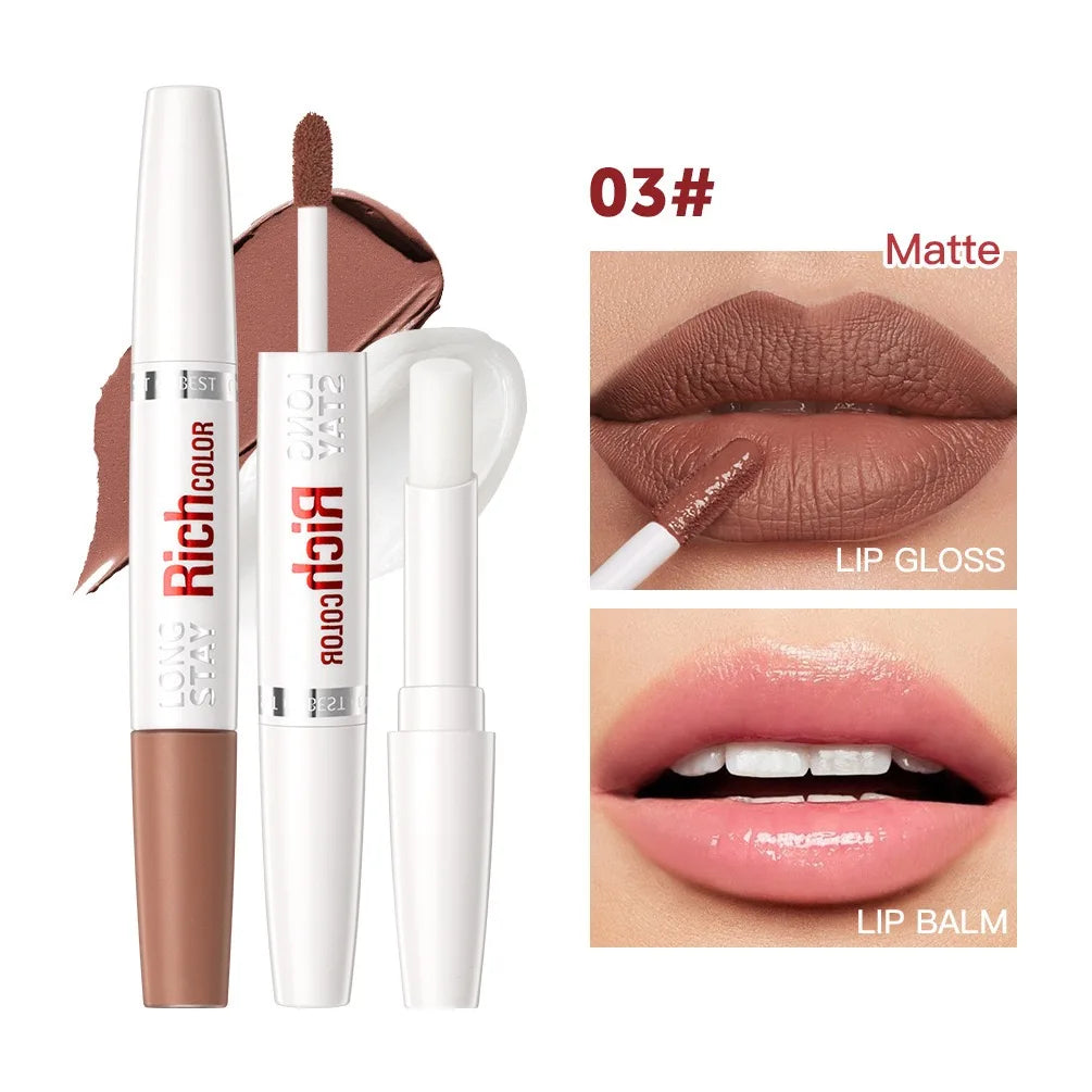 8 colors waterproof double-ended lip gloss