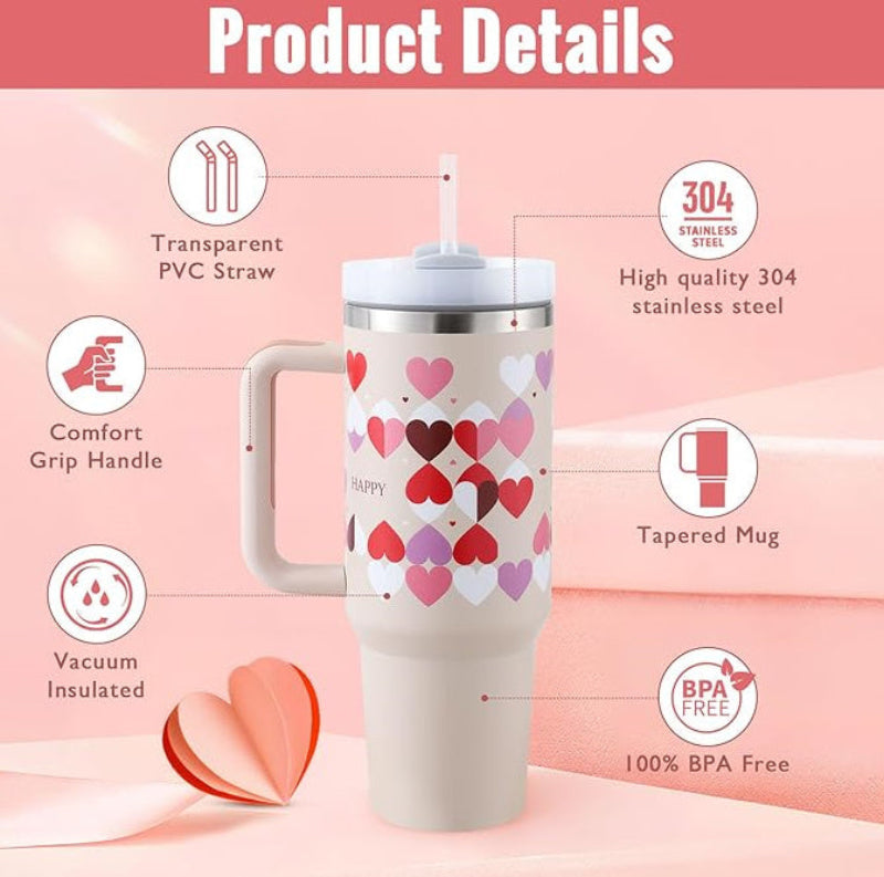 Tumbler With Handle Straw Insulated