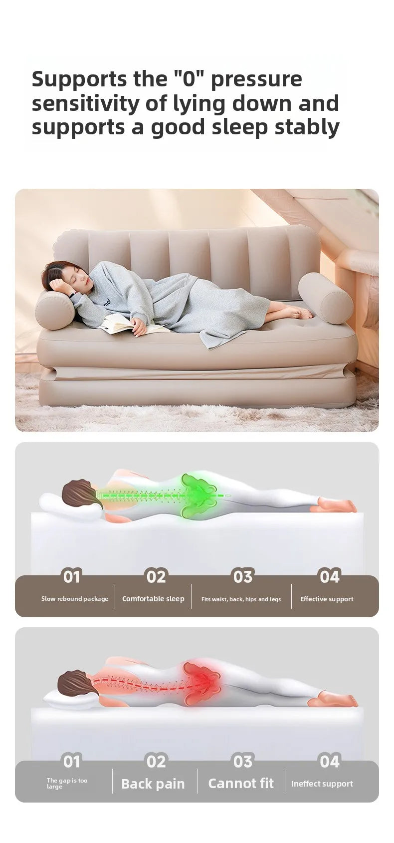 Outdoor Camping Inflatable Sofa Outdoor Air Mattress Folding Portable Camping Tent Home Lazy Air Mattress Hiking