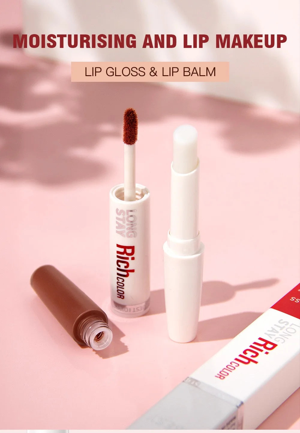 8 colors waterproof double-ended lip gloss