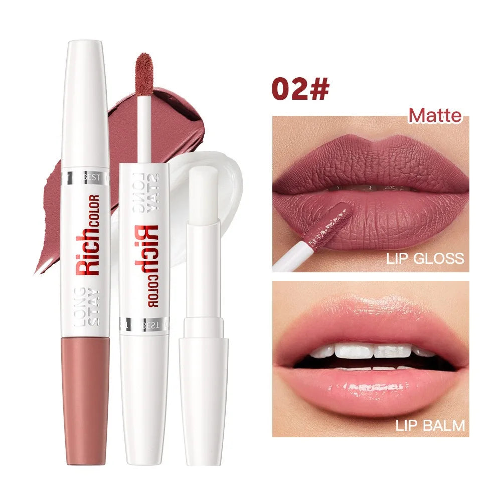 8 colors waterproof double-ended lip gloss