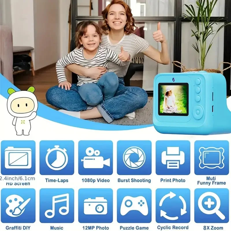 Instant Print Camera for Kids 2.4 Inch HD Digital Camera With 32G for Boys Girls Birthday Christmas Gfits