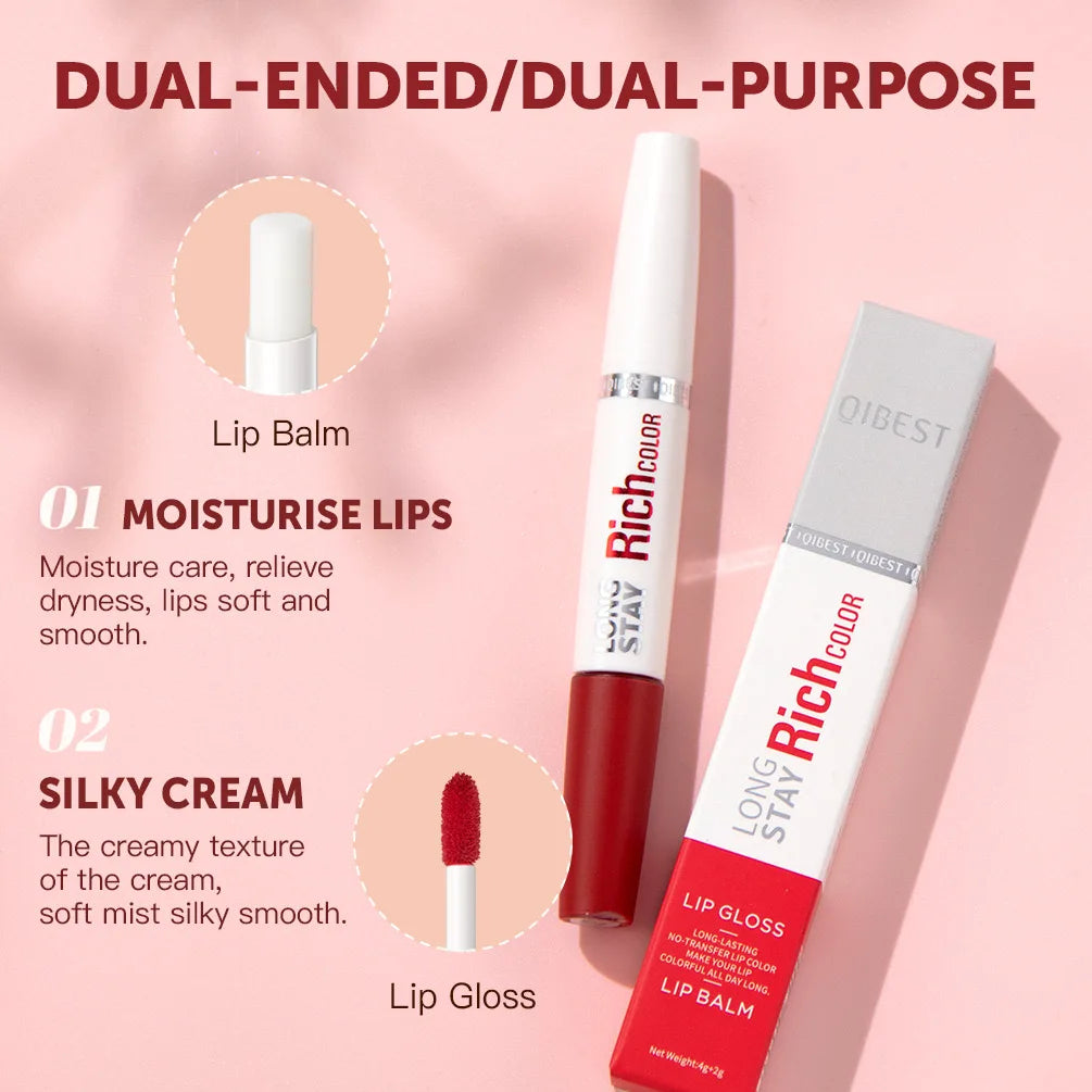 8 colors waterproof double-ended lip gloss