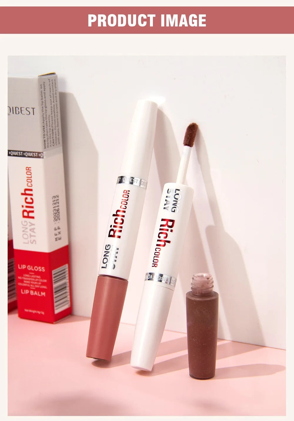 8 colors waterproof double-ended lip gloss
