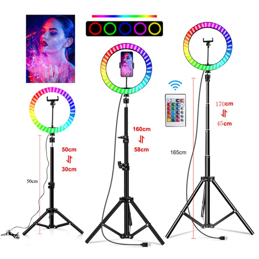 Video Light 10 Inch Rgb Color Rgb Ring Lamp For Phone with Remote