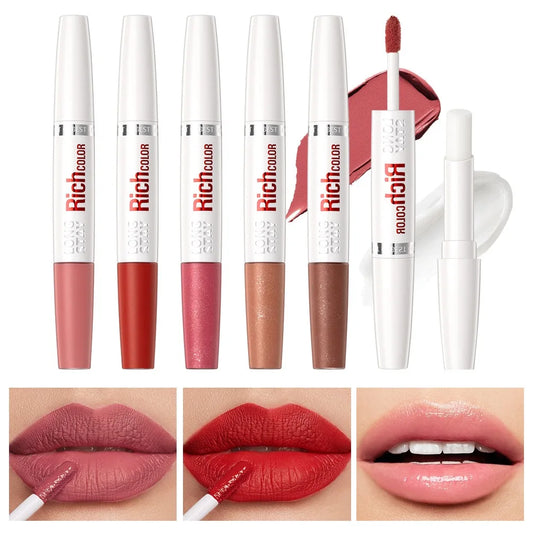 8 colors waterproof double-ended lip gloss
