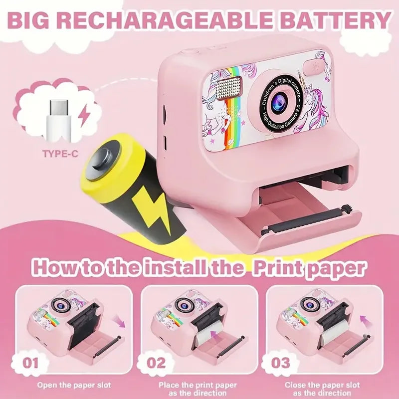 Instant Print Camera for Kids 2.4 Inch HD Digital Camera With 32G for Boys Girls Birthday Christmas Gfits