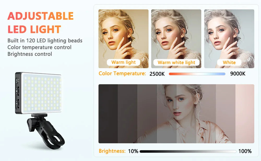 LED Selfie Light 120 LED 3000mAh Rechargeable