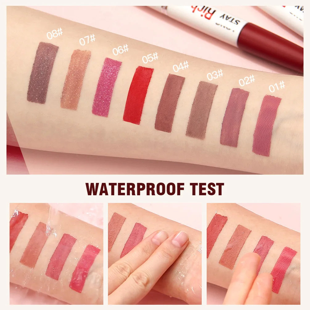8 colors waterproof double-ended lip gloss
