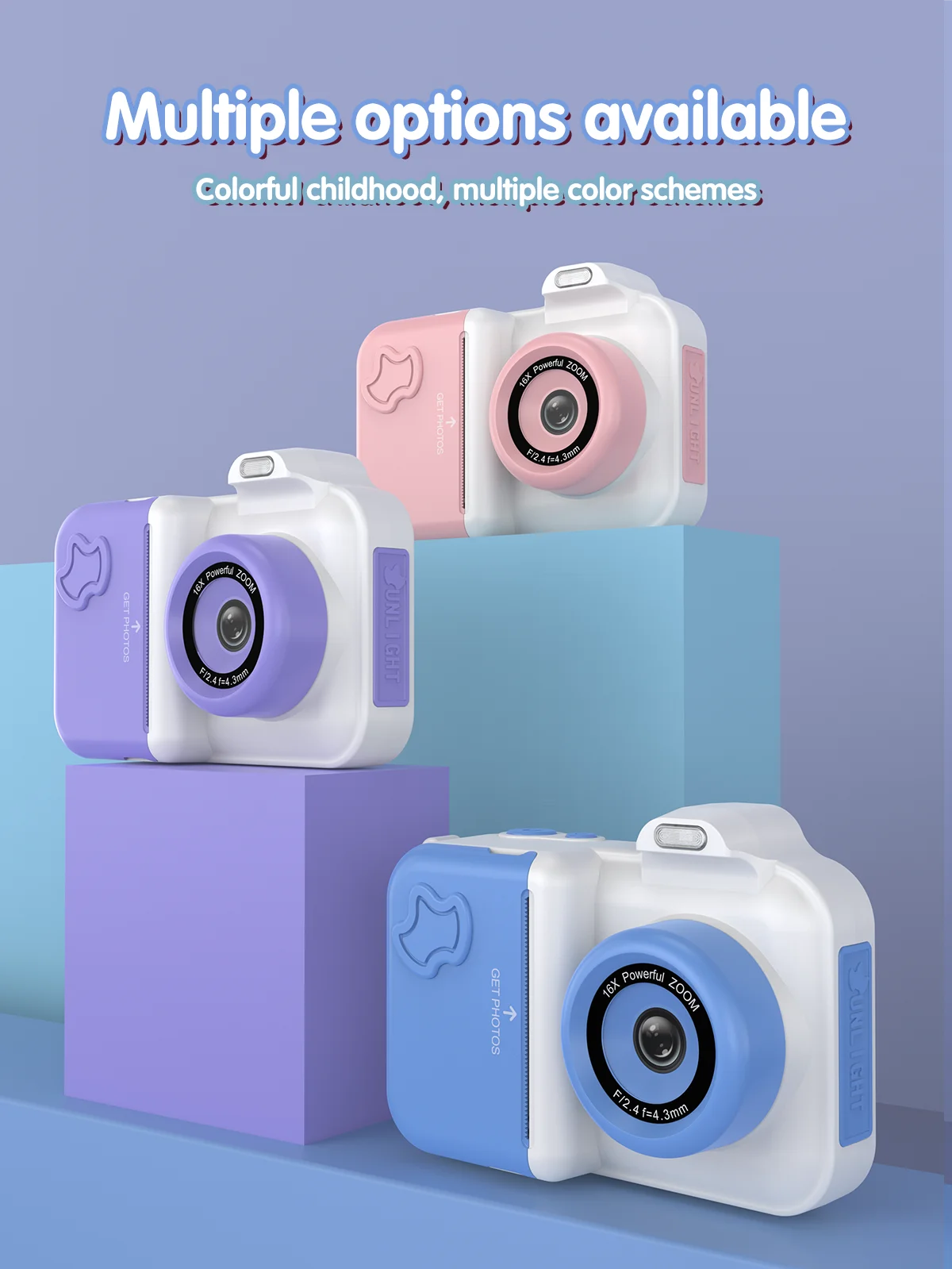 Instant Print Camera For Kids Mini Digital Video Camera Dual Lens Photo Printing Thermal Paper Toys Camera Boys Girls Gifts