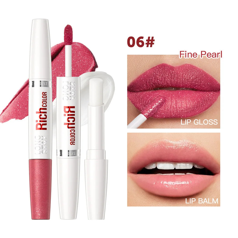 8 colors waterproof double-ended lip gloss