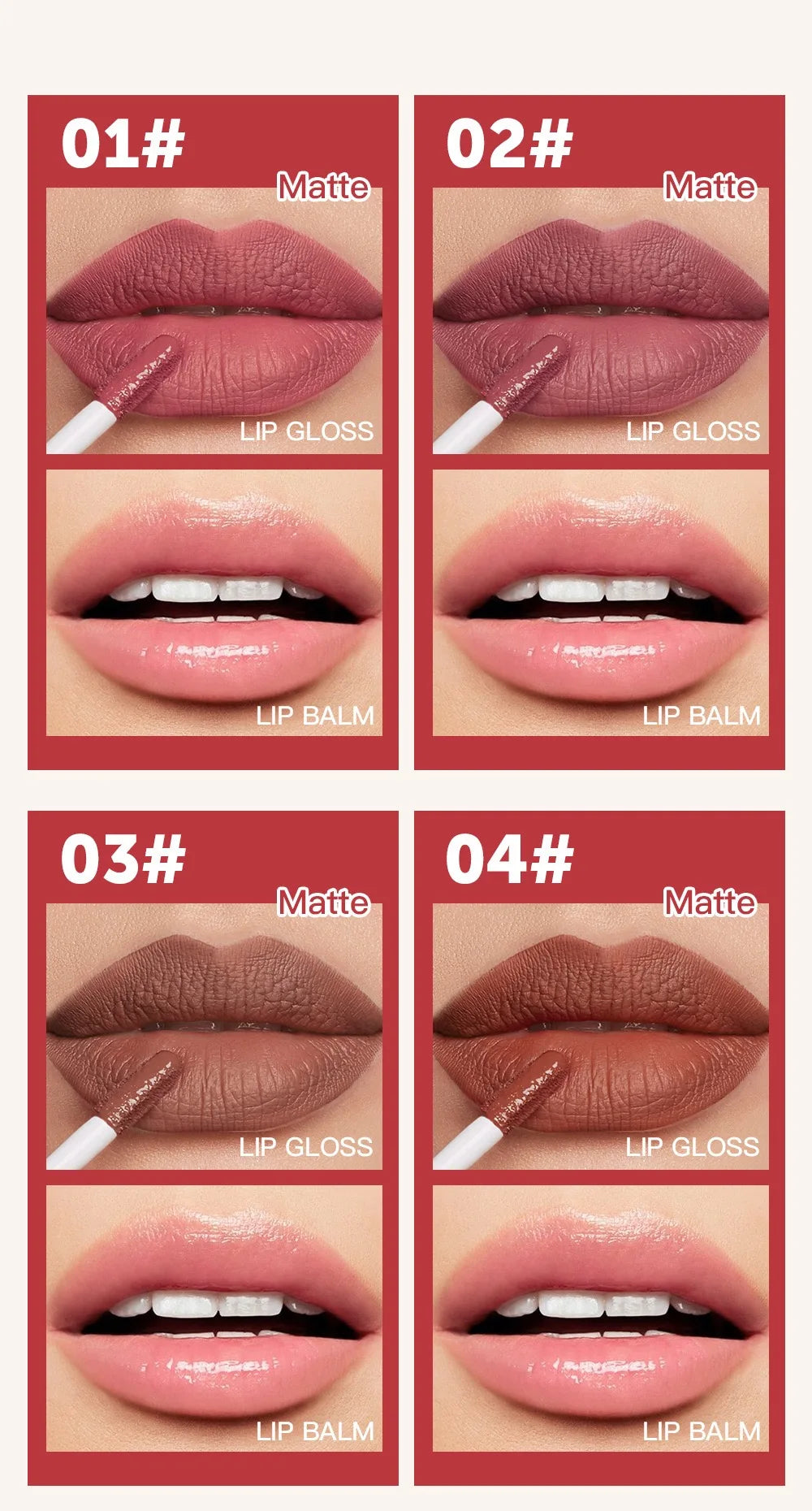8 colors waterproof double-ended lip gloss