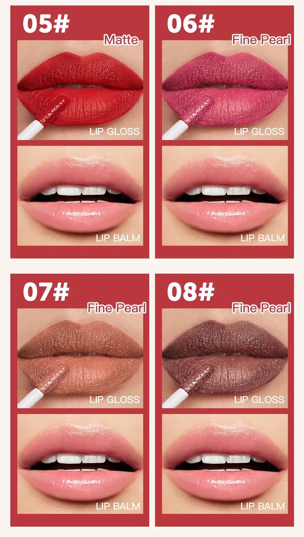 8 colors waterproof double-ended lip gloss