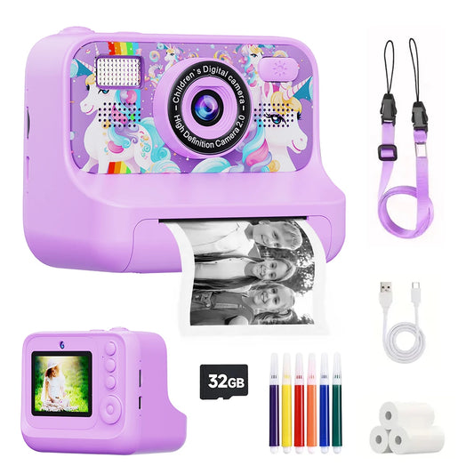 Instant Print Camera for Kids 2.4 Inch HD Digital Camera With 32G for Boys Girls Birthday Christmas Gfits