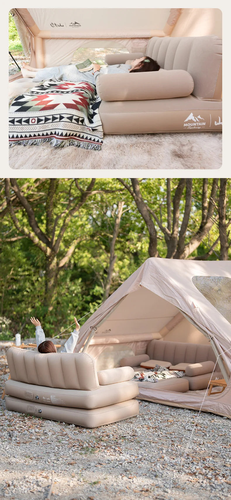 Outdoor Camping Inflatable Sofa Outdoor Air Mattress Folding Portable Camping Tent Home Lazy Air Mattress Hiking