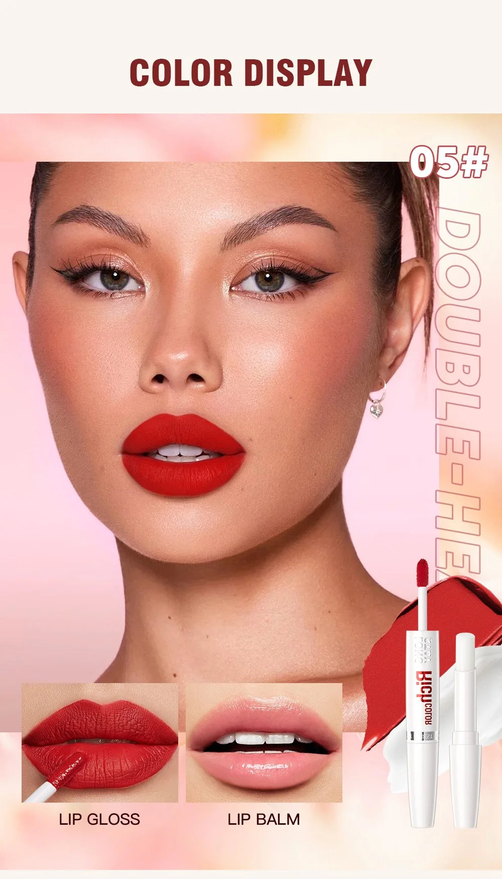 8 colors waterproof double-ended lip gloss