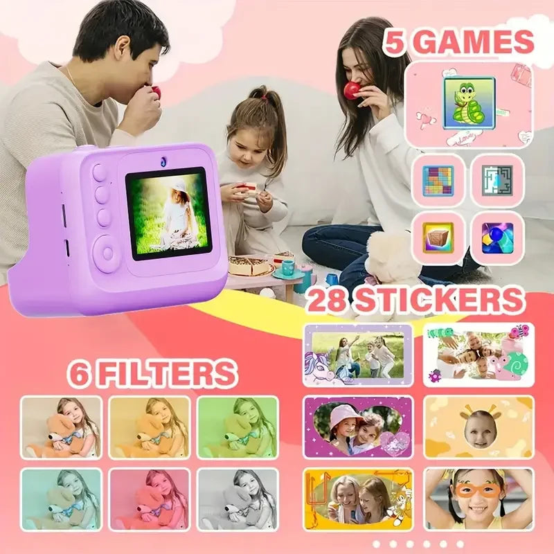 Instant Print Camera for Kids 2.4 Inch HD Digital Camera With 32G for Boys Girls Birthday Christmas Gfits