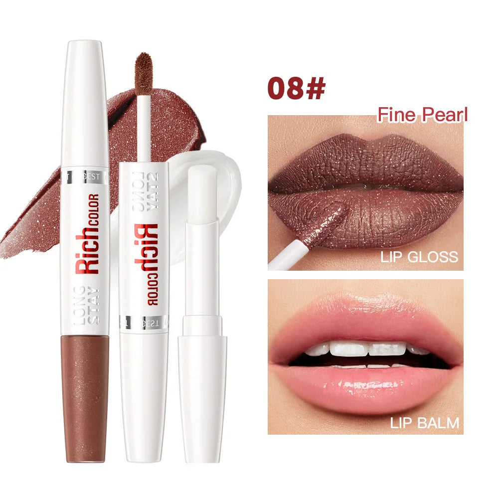 8 colors waterproof double-ended lip gloss